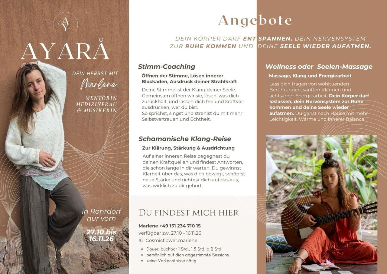Stimm-Coaching, Wellness- und Seelenmassage, Schamanische Klang-Reise