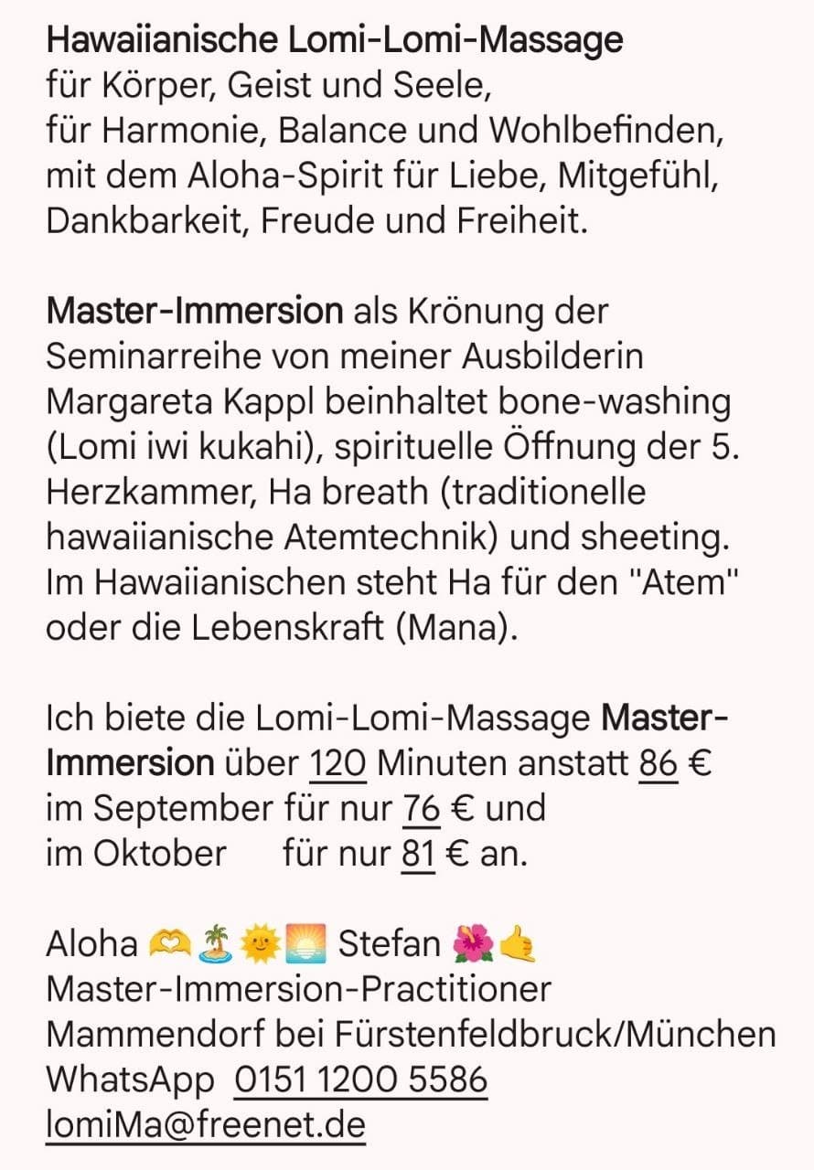 Lomi-Lomi Massage Master-Immersion