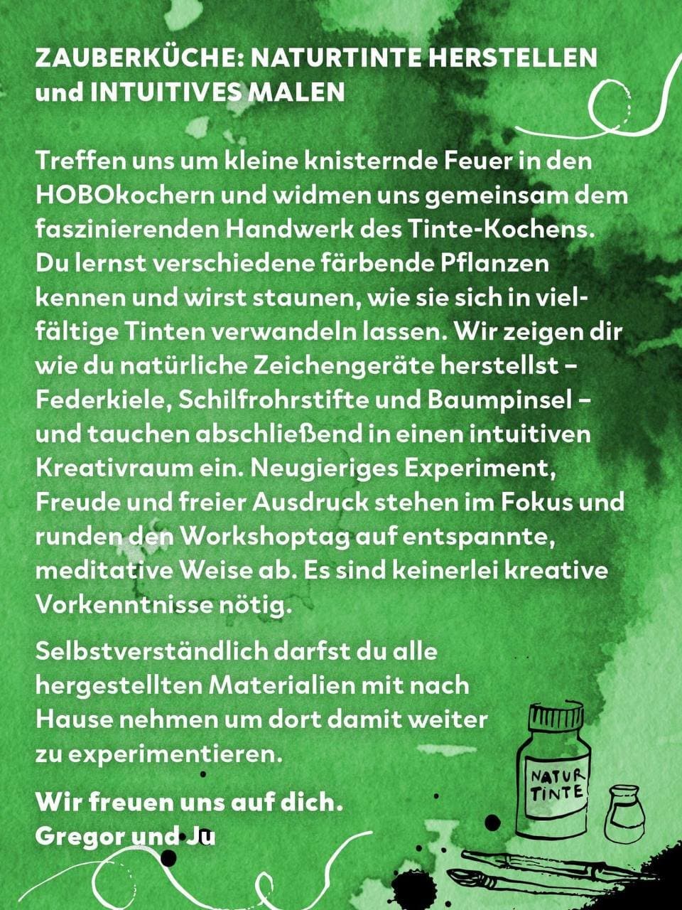 Natur Tinten herstellen und intuitives Malen